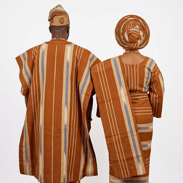 Luxury handwoven Aso-Oke wedding fabric Yoruba traditional wedding set ladies 3 bundles and men 4 bundles custom sewing available, ready-made